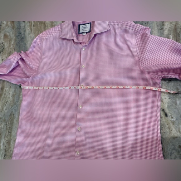 Men’s CHARLES TYRWHITT Non Iron Pink check extra slim fit button down- 17.5/36in - Picture 7 of 8